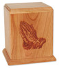 Praying Hands Cherry Wood Newport Laser Carved Cremation Urn