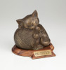 Precious Kitty Bronze Cat Urn with Walnut Base