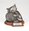 Precious Kitty Silver Cat Urn with Walnut Base