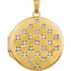 Round Diamond Gold Vermeil Memorial Locket Jewelry Necklace