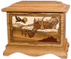 Rustic Paradise with 3D Inlay Oak Wood Cremation Urn