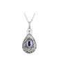 Sapphire CZ Birthstone Teardrop Sterling Silver Cremation Jewelry Necklace