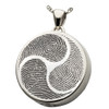 Shinto Tri-Fingerprint Round Sterling Silver Memorial Cremation Pendant Necklace