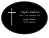 Simple Cross Laser-Engraved Oval Plaque Black Granite Memorial