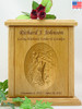 Stream Fisherman Relief Carved Engraved Wood Cremation Urn