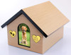 Tan Doghouse Pet Cremation Urn with Memento Tray and Velvet Bag