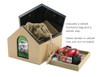 Tan Doghouse Pet Cremation Urn with Memento Tray and Velvet Bag