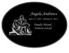 The Pieta Laser-Engraved Oval Plaque Black Granite Memorial