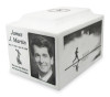 White Marble Cremation Urn with Engraved Photo