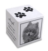 White Marble Cube Pet Urn with Engraved Photo