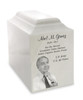 White Marble Niche Cremation Urn with Engraved Photo