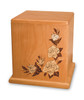 White Rose Mosaic Inlay Cherry Cremation Urn - Engravable