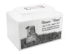 White Marble Large Pet Urn with Engraved Photo