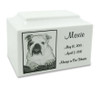 White Marble Small Pet Urn with Engraved Photo