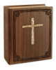 Bible with Cross Wood Book Cremation Urn