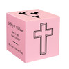 Mitered Cross Keepsake Stonewood Cube Cremation Urn