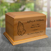 Praying Hands Diplomat Solid Cherry Wood Cremation Urn