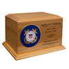 Coast Guard Color Emblem Diplomat Solid Cherry Wood Cremation Urn