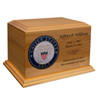Military Color Emblem Diplomat Solid Cherry Wood Cremation Urn