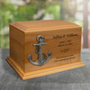 Anchor Applique Diplomat Solid Cherry Wood Cremation Urn