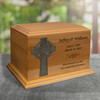 Celtic Cross Applique Diplomat Wood Cremation Urn