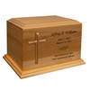 Cross Applique Diplomat Wood Cremation Urn