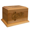 Music Notes Applique Diplomat Solid Cherry Wood Cremation Urn