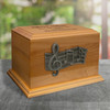 Music Notes Applique Diplomat Solid Cherry Wood Cremation Urn