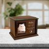 Cat Devotion Photo Frame Wood Cremation Urn