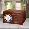 Navy Color Emblem Winston Wood Cremation Urn