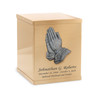 Praying Hands Applique Bronze Overlap Top Cremation Urn