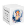 Angel Girl Baby Infant Child Watercolor Stonewood Cube Cremation Urn