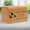 Flying Doves Craftsman Solid Cherry Wood Cremation Urn