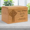 Celtic Cross Applique Craftsman Solid Cherry Wood Cremation Urn