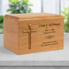 Cross Applique Craftsman Solid Cherry Wood Cremation Urn