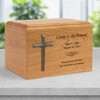 Cross Applique Craftsman Solid Cherry Wood Cremation Urn