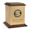 Marine Corps Vietnam Veteran Hero Medallion Sheet Bronze With Walnut Trim Snap-Top Cremation Urn