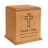 Mitered Cross Auburn Solid Cherry Wood Cremation Urn