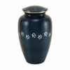 Paw Print Blue Classic Vase Style Pet Cremation Urn