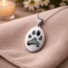 Oval Custom Paw Print / Nose Print Pet Memorial Necklace