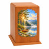Sunrise Canoe Tower Cherry Wood Cremation Urn