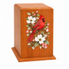 Floral Cardinal Tower Cherry Wood Cremation Urn