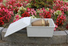 American Flag White Granite Safeguard Cremation Urn Vault - Injection Molded ABS Burial Vault - Made in the U.S.A.
