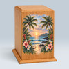 Tropical Sunset Tower Wood Cremation Urn