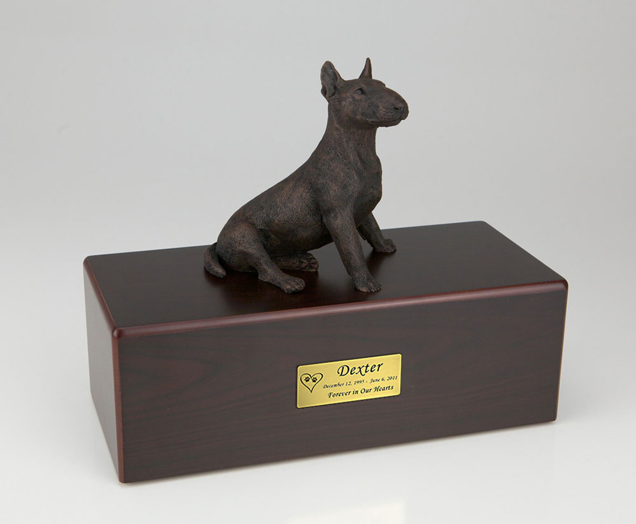 Bronze Bull Terrier Dog Figurine -Simply Walnut- Pet Urn - 417