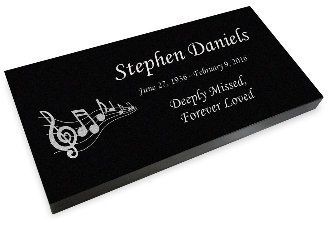 Music Staff Grave Marker Black Granite Engraved Memorial Headstone