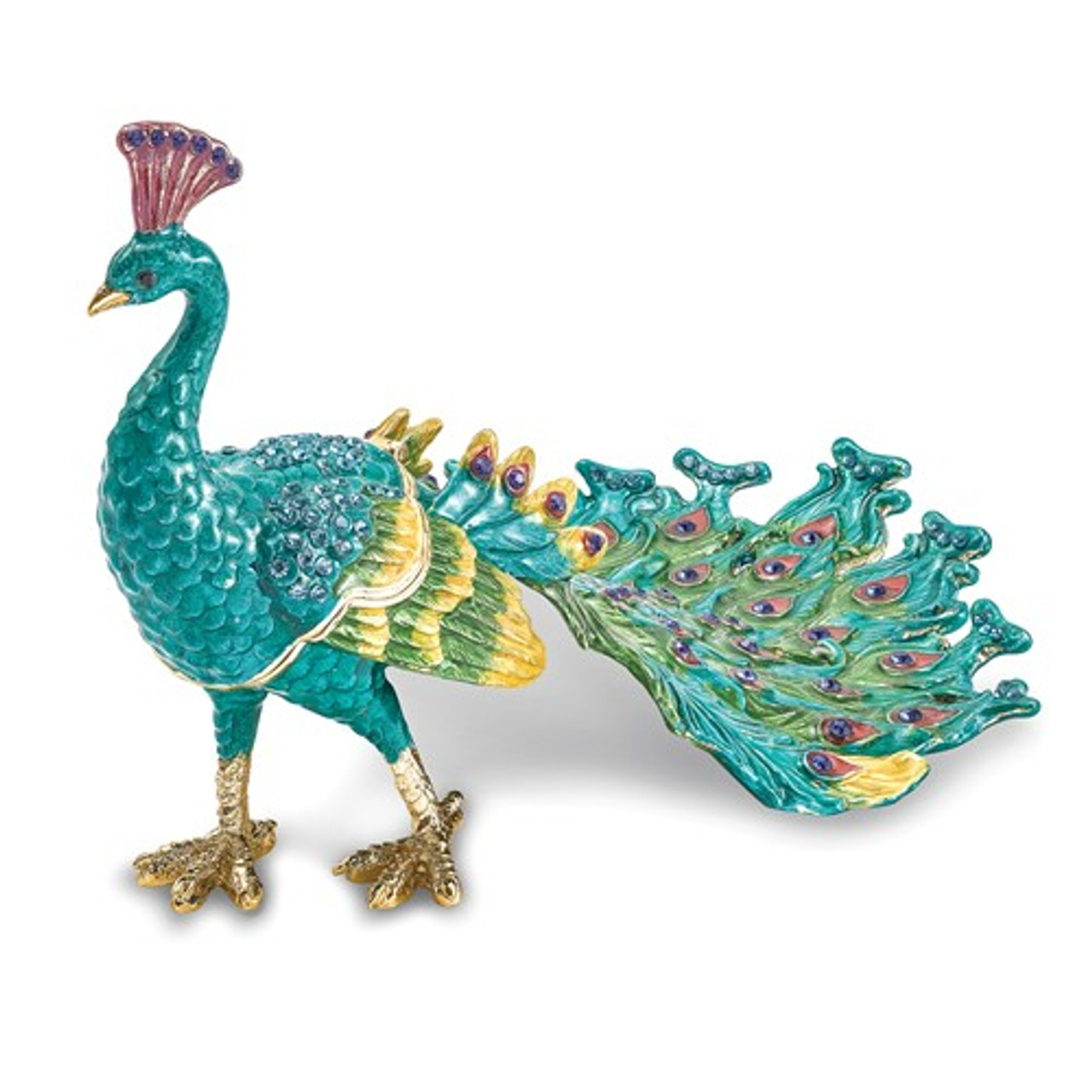 Bejeweled Blue Peacock Keepsake Box 2
