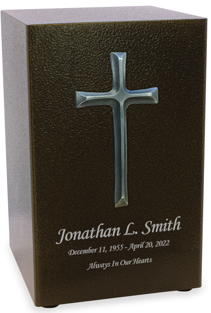 Cross Applique Pewter Finish Beaumont Cremation Urn