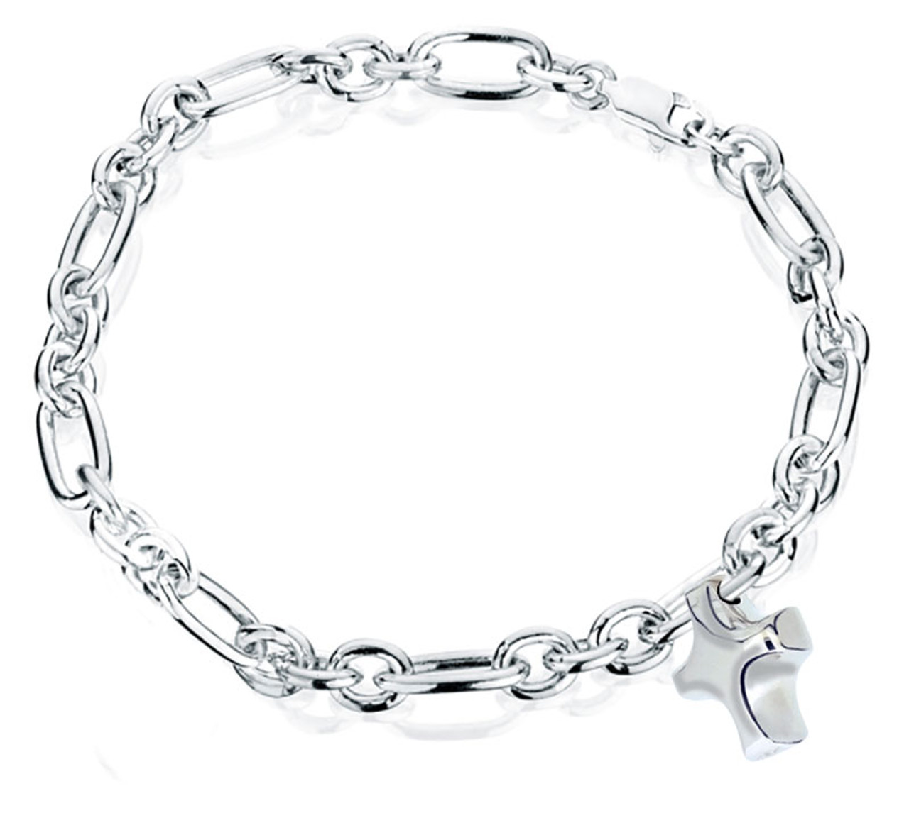 Silver Plated Bracelet Moon Star Heart Lock Cross Charm - Temu