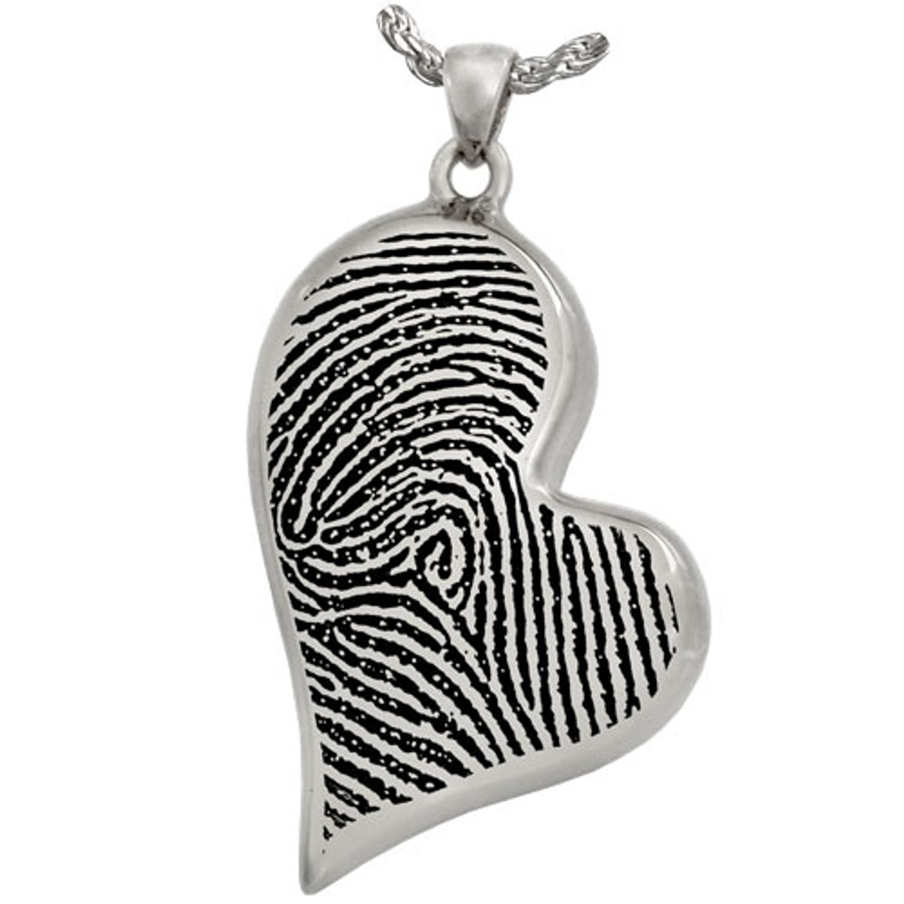 fingerprint teardrop heart sterling silver memorial cremation pendant necklace 25 57752.1701705830